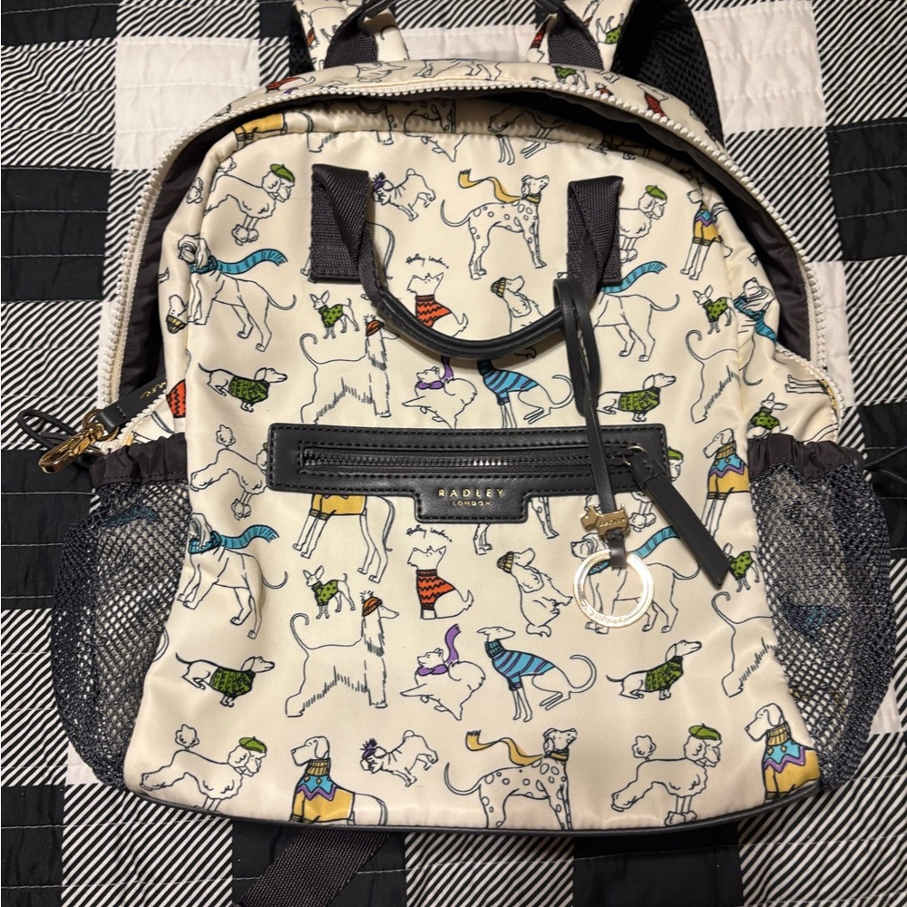 RADLEY LONDON Cream and Black Dog Pattern Backpack